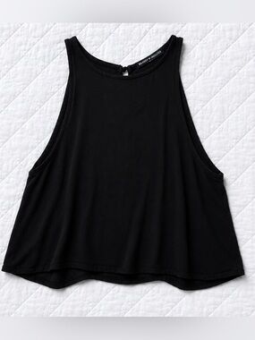 Brandy Melville Cropped Black Open Back Flowy Tank Top